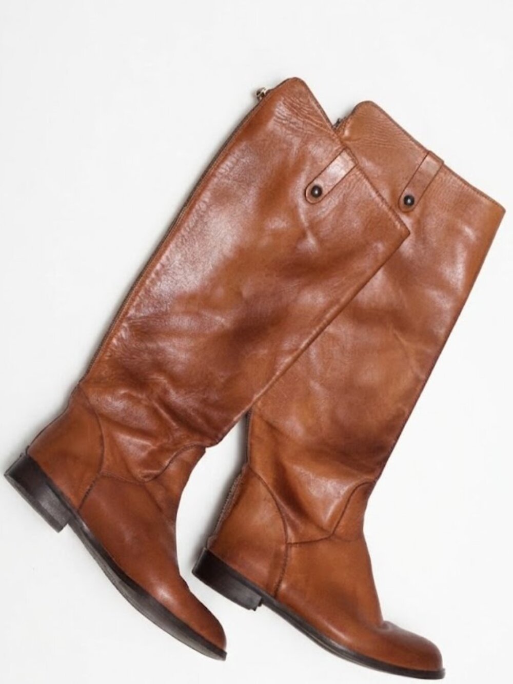 Charles David Cognac Brown Leather Tall Knee High Boots Women’s Size 7.5 Wide